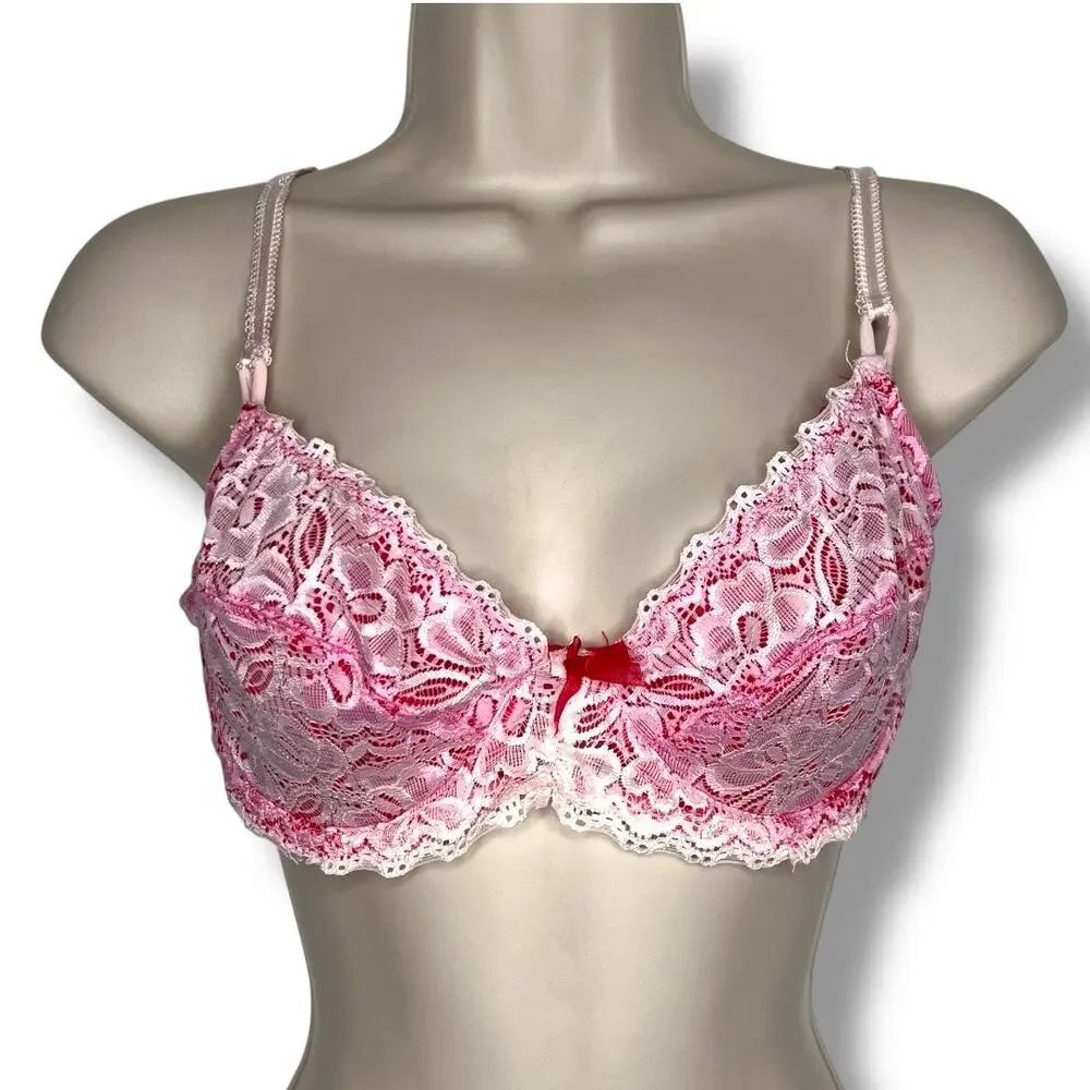 Sophie B Pin Up White Lace Red Bra 38 B